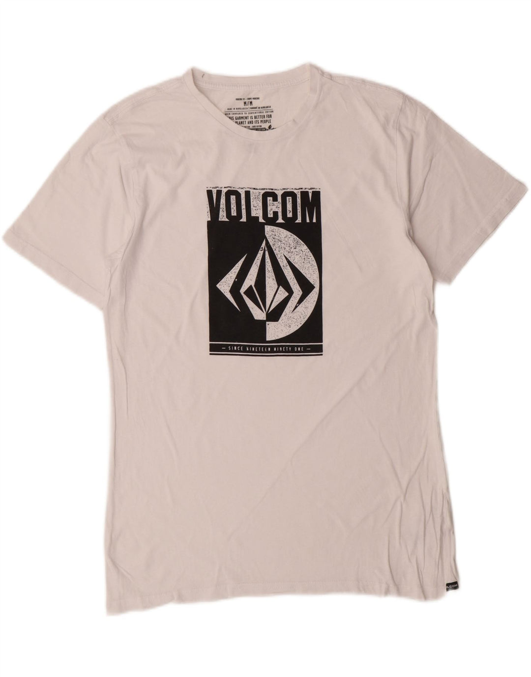 Volcom Мужская футболка современного кроя с графическим рисунком, топ среднего размера, белый хлопок, хлопок