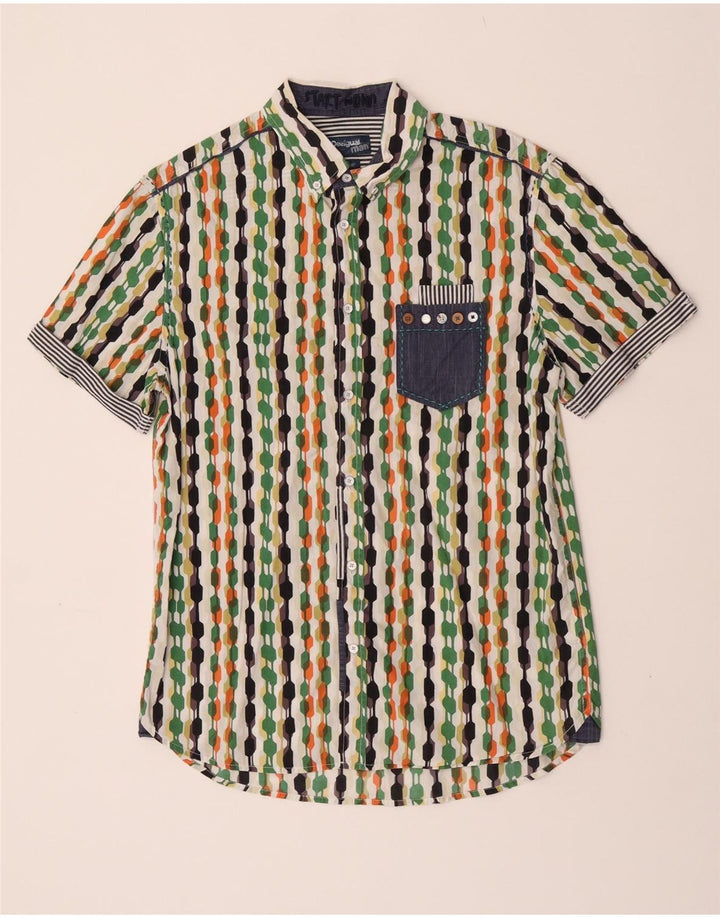Мужская рубашка стандартного кроя с коротким рукавом Desigual, большая разноцветная с геометрическим узором