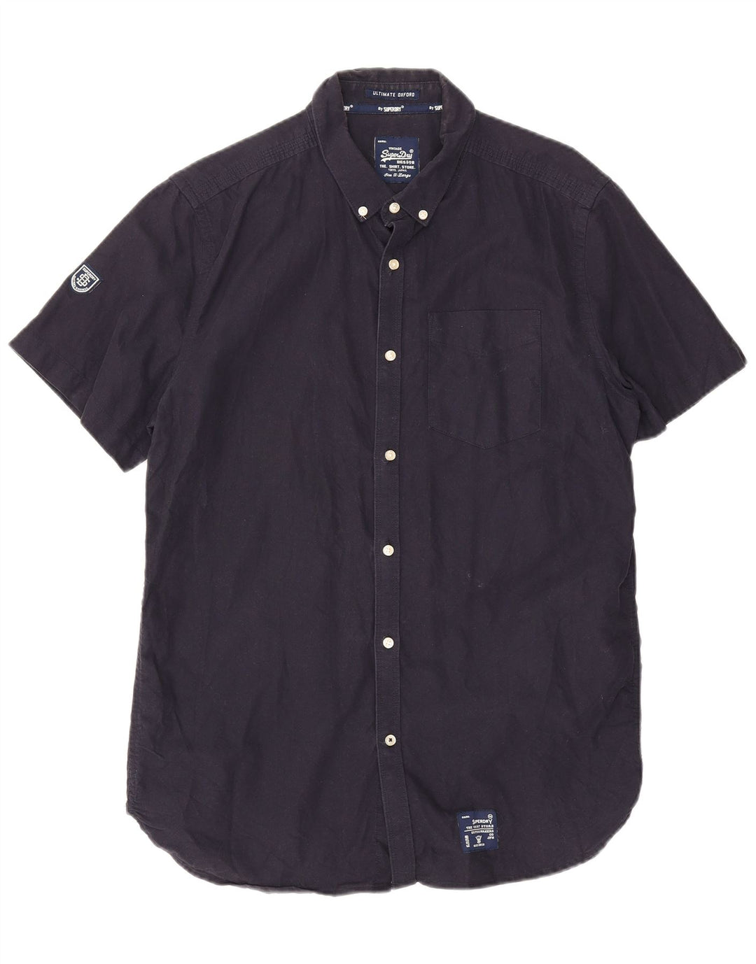 Мужская рубашка с коротким рукавом Superdry XL, темно-синяя, хлопок