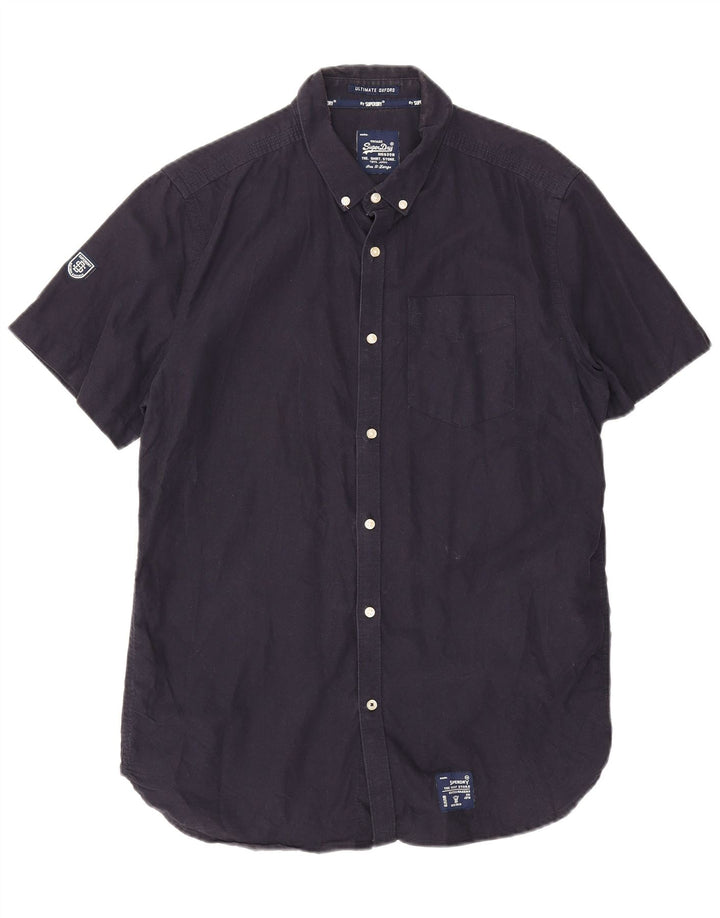 Мужская рубашка с коротким рукавом Superdry XL, темно-синяя, хлопок