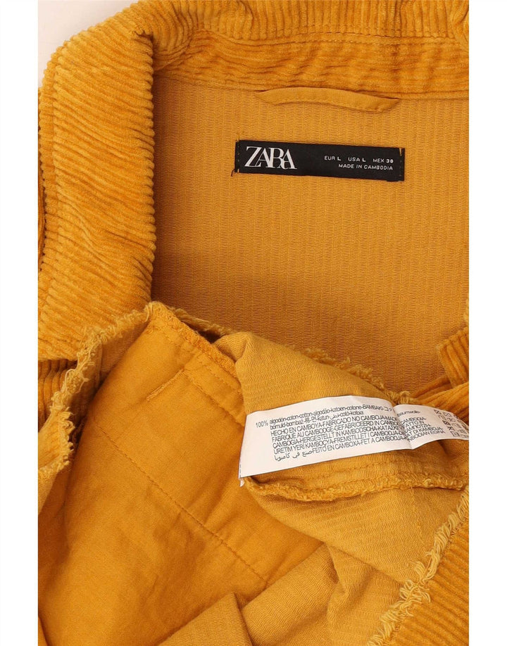 Женская вельветовая куртка оверсайз Zara UK 16, большой желтый хлопок