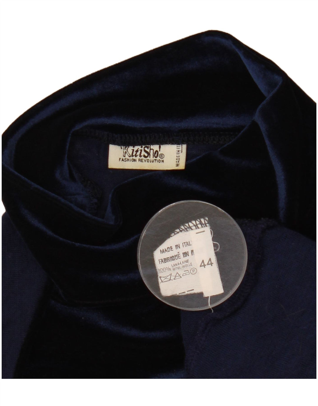 Винтажная женская прозрачная блузка топ IT 44, средний темно-синий цвет, шерсть