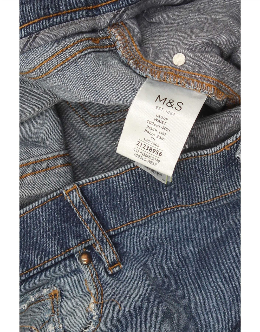 Мужские прямые джинсы Marks & Spencer W40 L33 синего цвета, хлопок