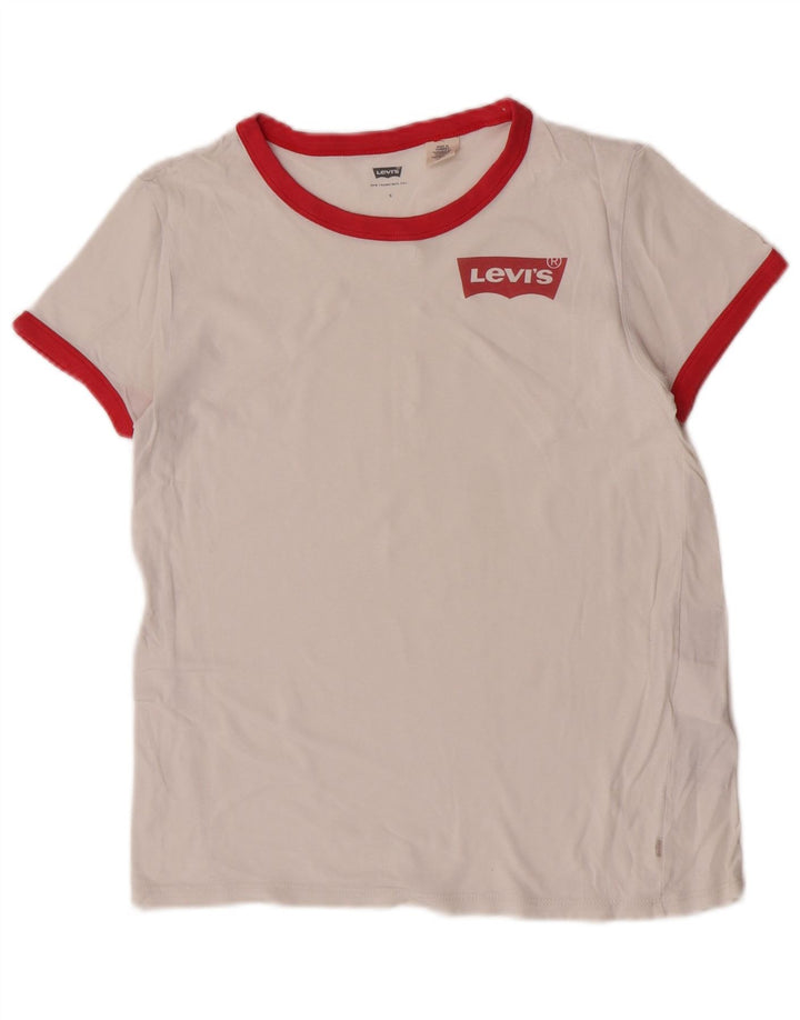 Женская футболка Levi's Top UK 10, маленькая, белый хлопок