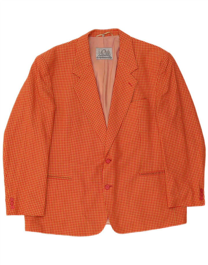 Винтажный мужской пиджак на 2 пуговицах, Великобритания 40, большой желтый клетчатый вискоза