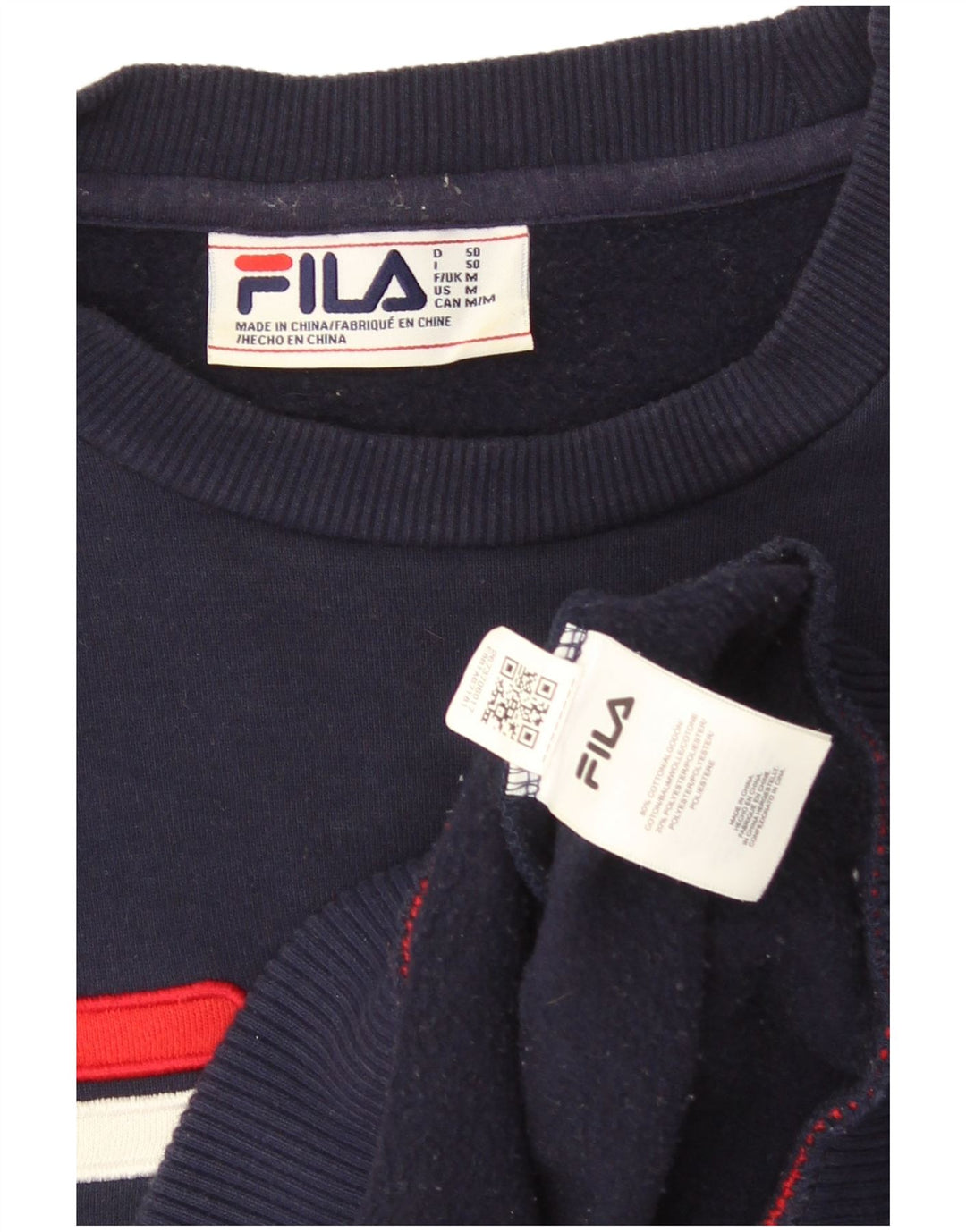 Мужской свитшот с рисунком Fila, средний темно-синий хлопковый джемпер