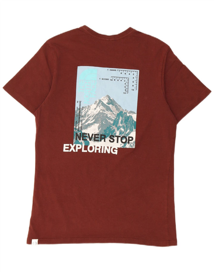 Мужская футболка с рисунком The North Face, хлопковый топ среднего коричневого цвета