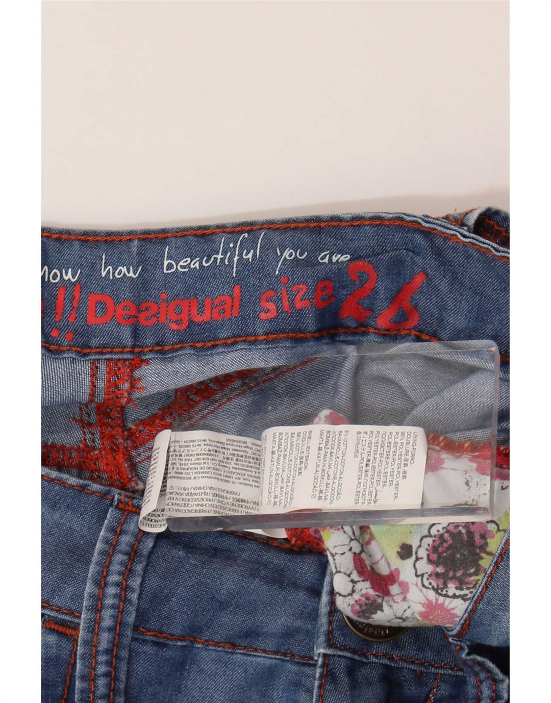 Женские брюки-шаровары Desigual с рисунком W26 L20, синие, полиэстер с цветочным принтом