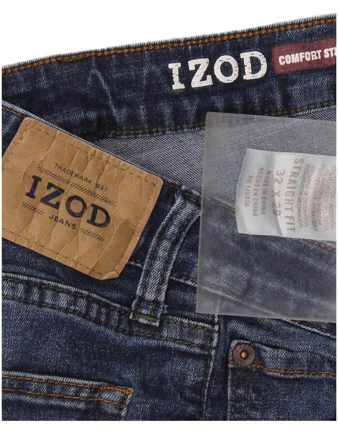 Мужские прямые джинсы Izod Comfort Fit W32 L29, синие, хлопок