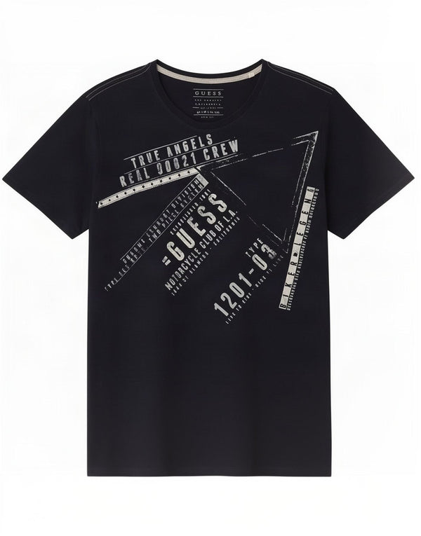 Мужская футболка Guess Slim Fit с рисунком, топ UK 36, маленький темно-синий хлопок