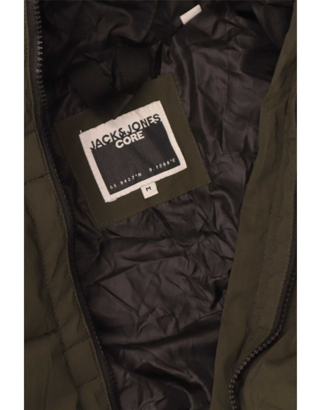 Мужская стеганая куртка с капюшоном и графическим рисунком Jack & Jones UK 38 средний зеленый