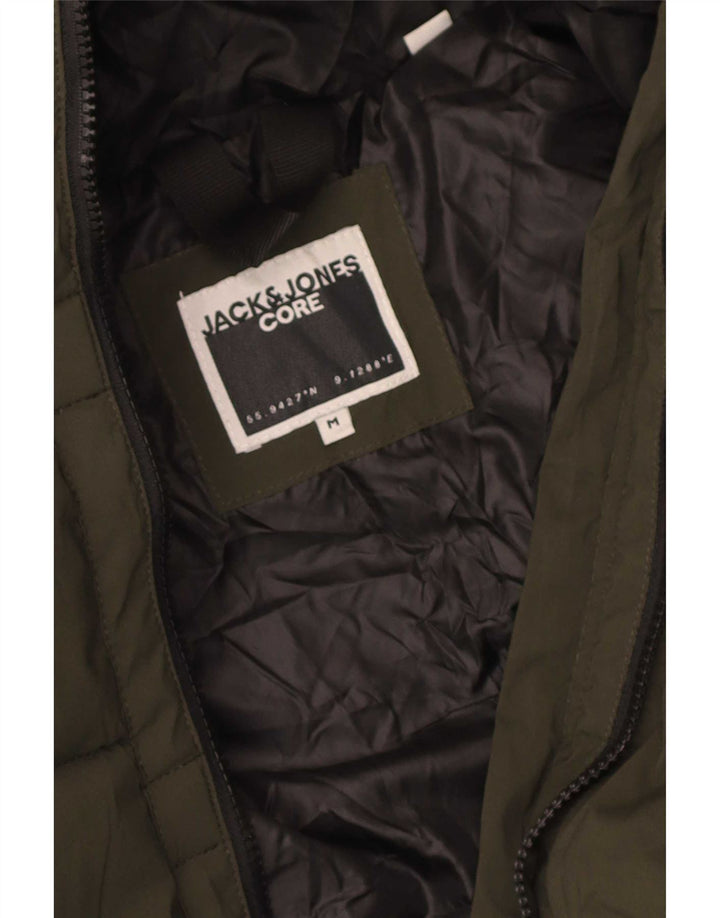 Мужская стеганая куртка с капюшоном и графическим рисунком Jack & Jones UK 38 средний зеленый