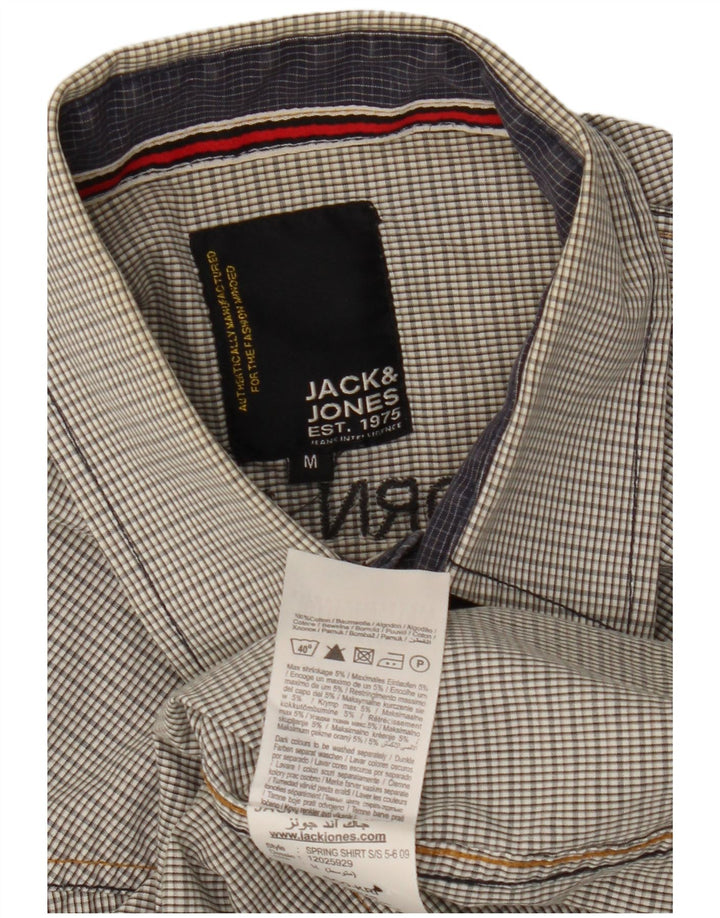 Мужская рубашка с коротким рукавом Jack & Jones в стиле милитари, серая в клетку