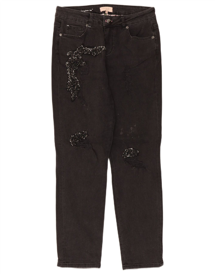 Женские потертые узкие джинсы Ted Baker W28 L28, черные хлопковые
