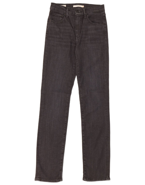 Levi's Womens 724 High Rise Straight Jeans W26 L32 Black Lyocell