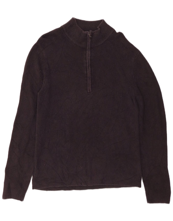 CALVIN KLEIN Мужской джемпер с воротником на молнии, черный хлопковый свитер XL