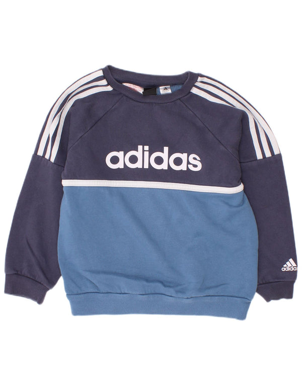Джемпер с рисунком Adidas для мальчиков 2–3 лет, темно-синий с цветными блоками