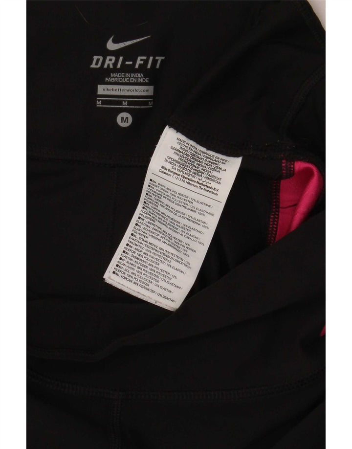 Женские леггинсы-капри Nike Dri Fit UK 14, средний черный, полиэстер с цветными блоками