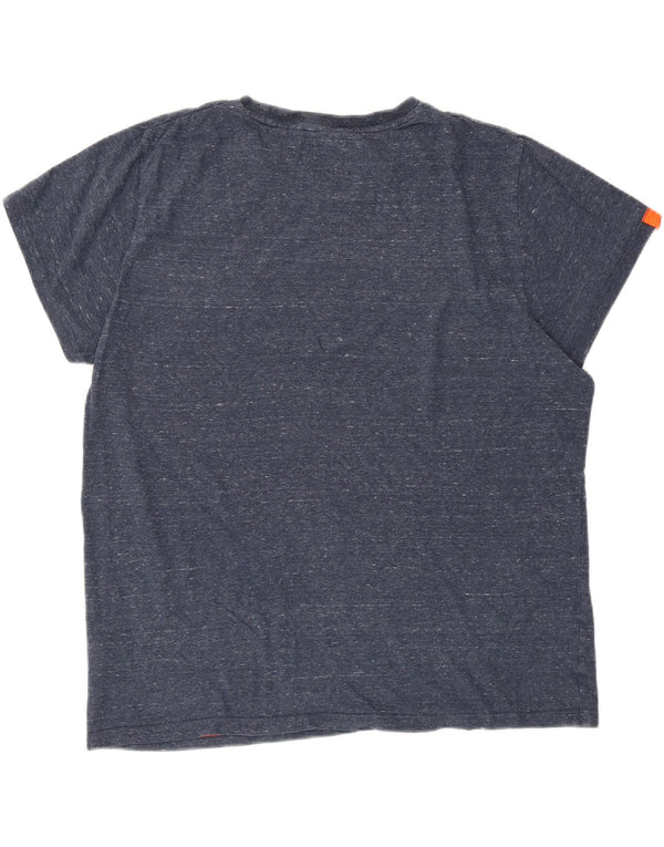 Мужская футболка Superdry стандартного кроя, топ 2XL, темно-синий, хлопок с крапинками