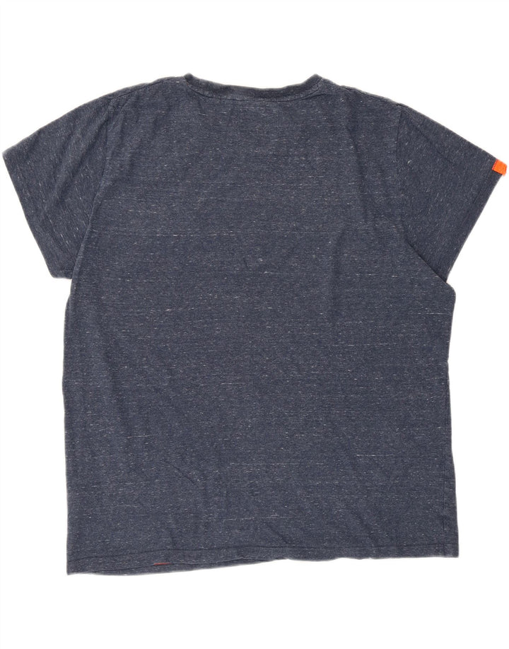 Мужская футболка Superdry стандартного кроя, топ 2XL, темно-синий, хлопок с крапинками