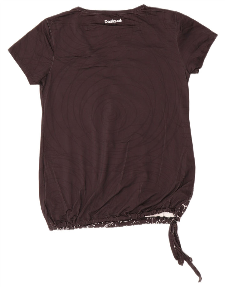 Женская футболка с рисунком Desigual Top UK 10, маленькая, черная, полиамид