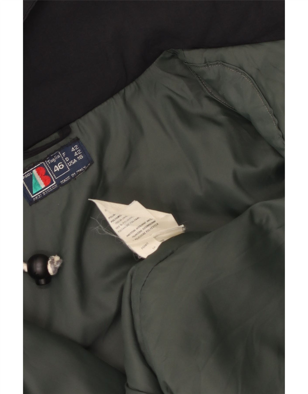 ВИНТАЖНАЯ женская куртка-ветровка оверсайз с капюшоном IT 46, большой черный нейлон