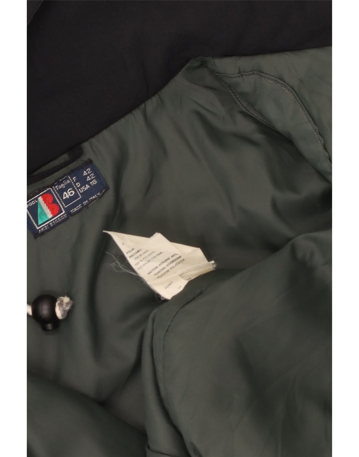 ВИНТАЖНАЯ женская куртка-ветровка оверсайз с капюшоном IT 46, большой черный нейлон