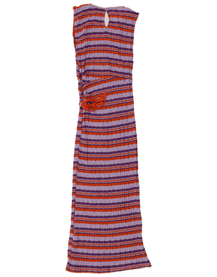 Женское платье-джемпер без рукавов ZARA UK 12, полиэстер, средний фиолетовый в полоску