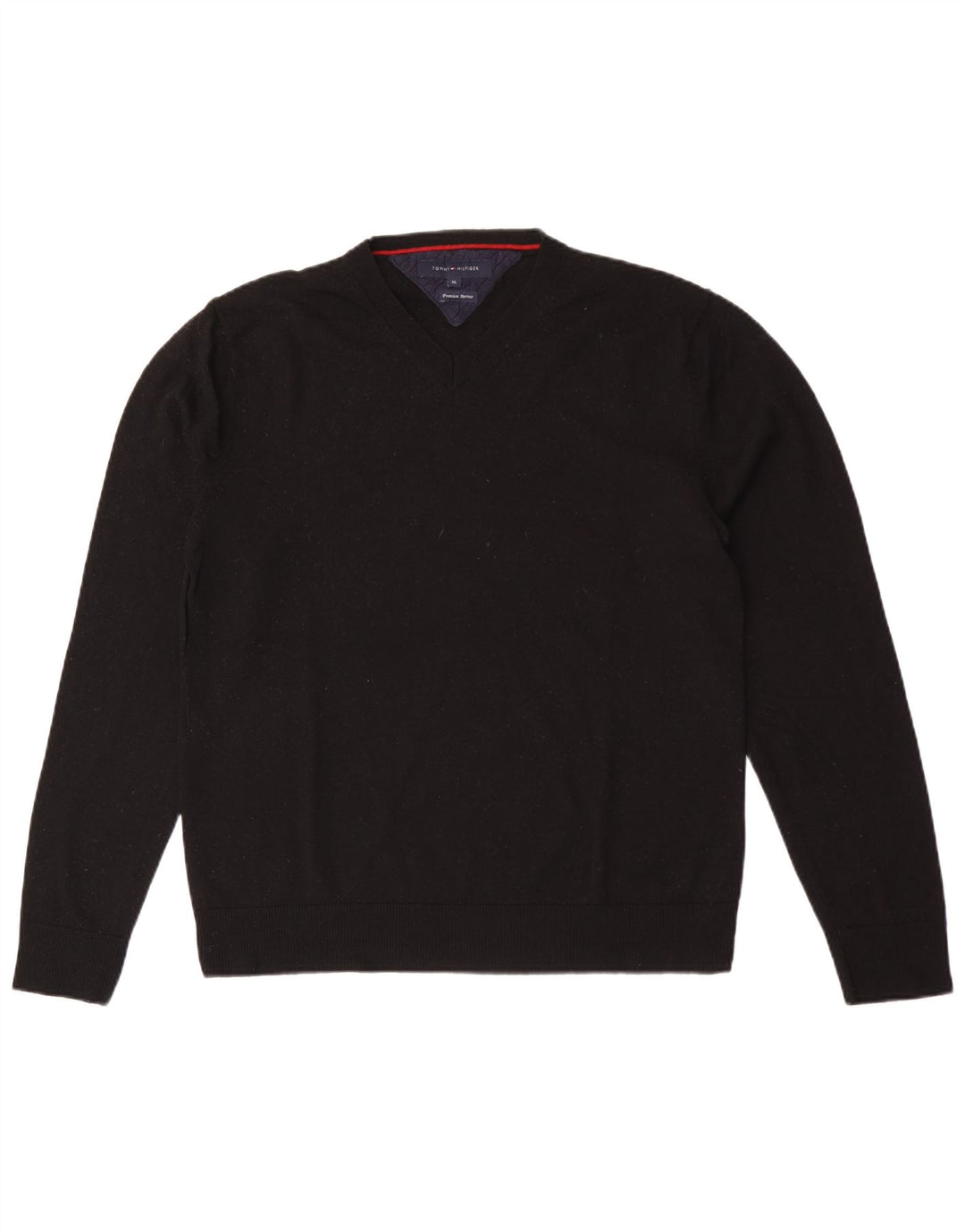 Мужской джемпер с v-образным вырезом Tommy Hilfiger XL, черный, шерсть