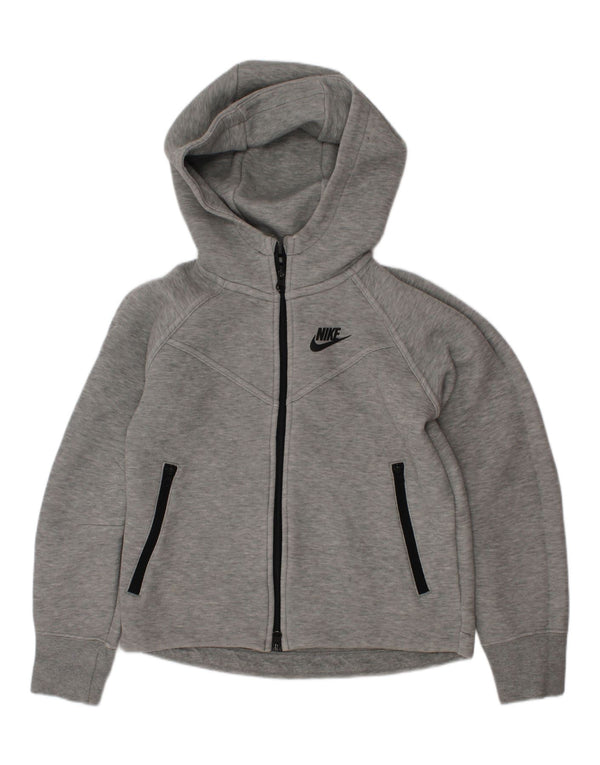 Свитер с капюшоном на молнии для мальчиков Nike, 8–9 лет, маленький серый хлопок с крапинками