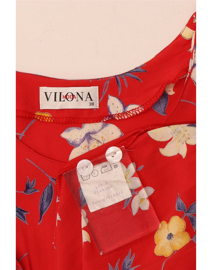 Женское платье трапециевидного силуэта Vilona Moda EU 38, вискоза среднего красного цвета с цветочным принтом