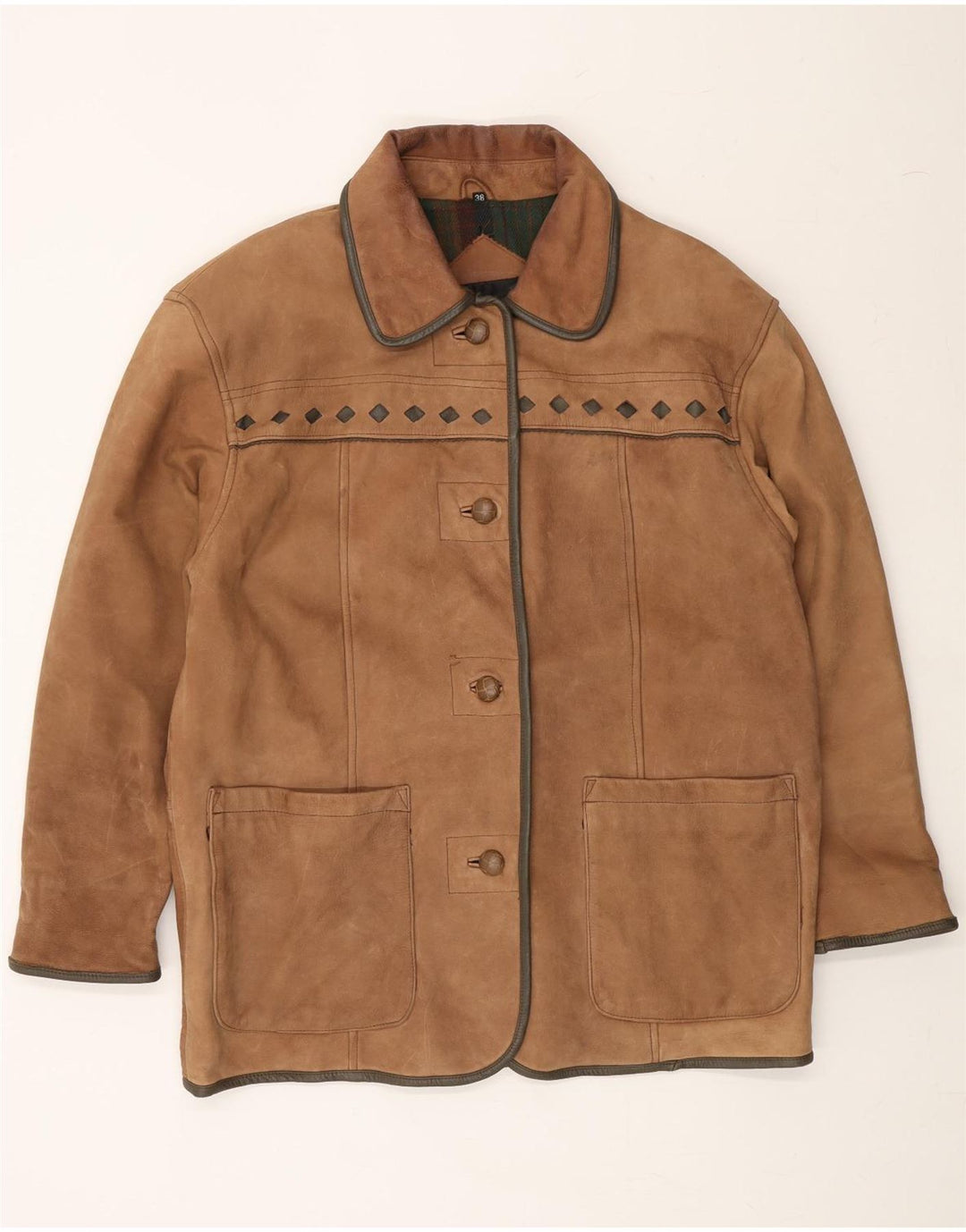 CRUSE Womens Leather Coat EU 38 Medium Brown Leather Vintage Cruse and Second-Hand Cruse from Messina Hembry 