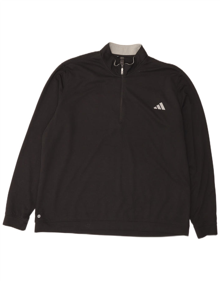 Мужской свитер Adidas с воротником на молнии 2XL, черный полиэстер