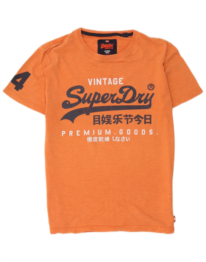 Мужская футболка с рисунком Superdry, хлопковый топ среднего оранжевого цвета