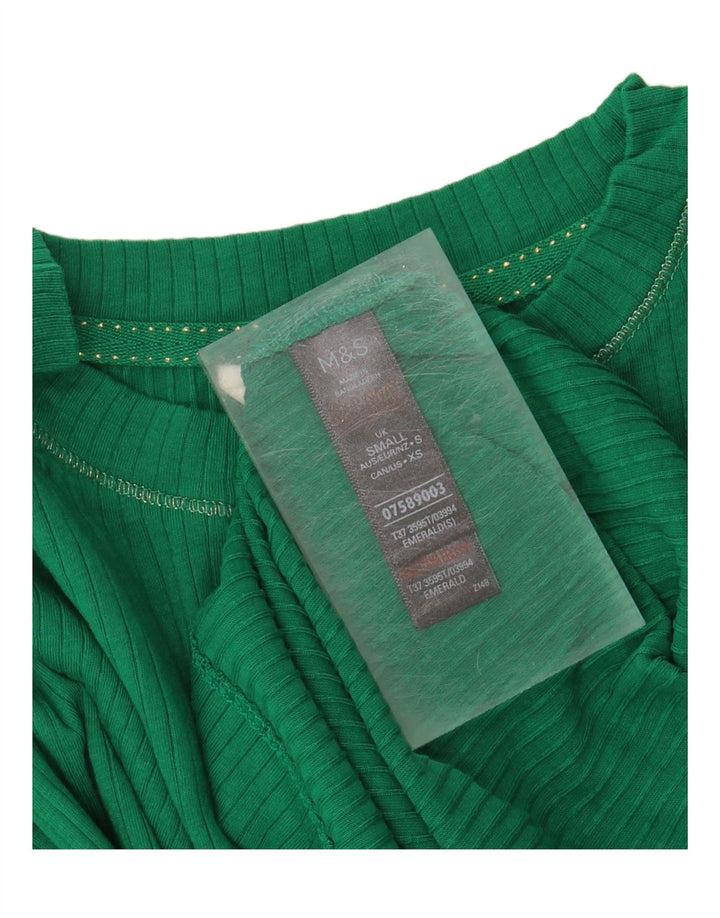 MARKS & SPENCER Womens Oversized Top Long Sleeve UK 10 Small Green Cotton Vintage Marks & Spencer and Second-Hand Marks & Spencer from Messina Hembry 