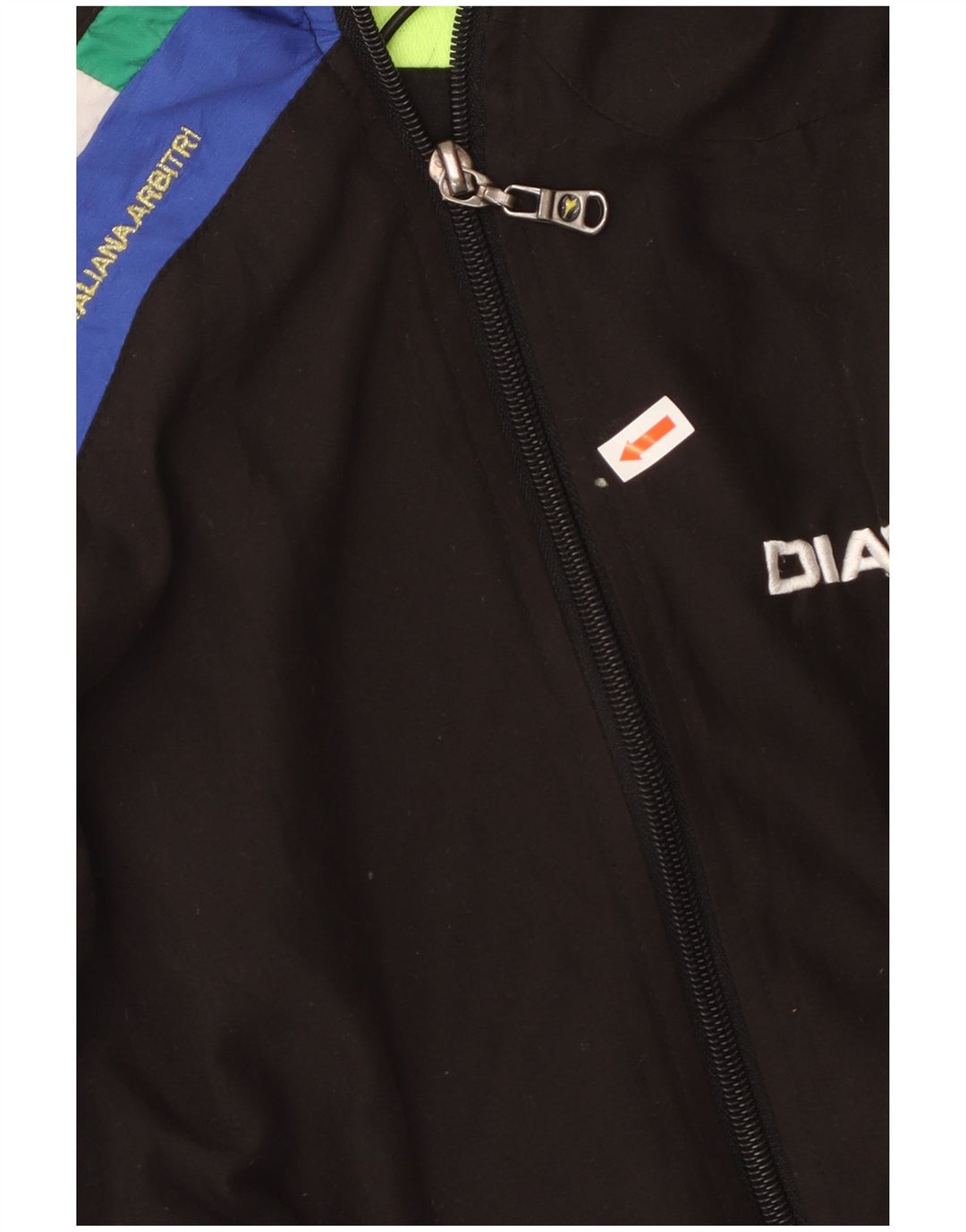 DIADORA Mens Graphic Tracksuit Top Jacket Large Black Colourblock