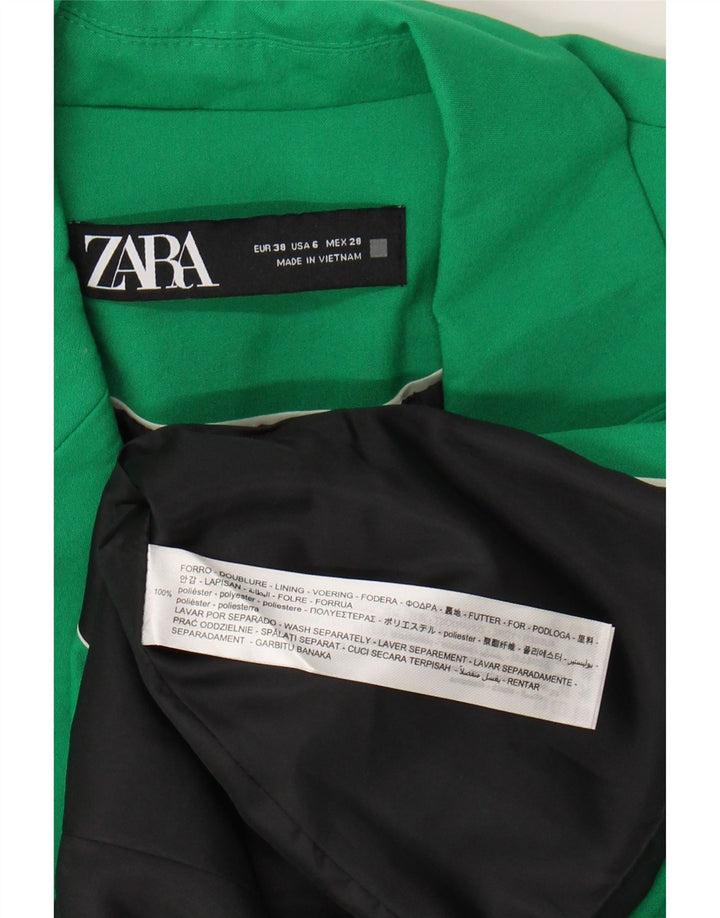ZARA Womens 1 Button Blazer Jacket EU 38 Small Green Polyester