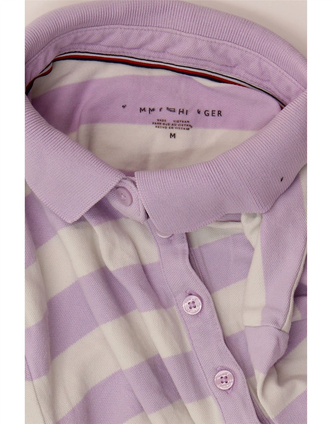 TOMMY HILFIGER Женская рубашка-поло UK 12, средний фиолетовый в полоску