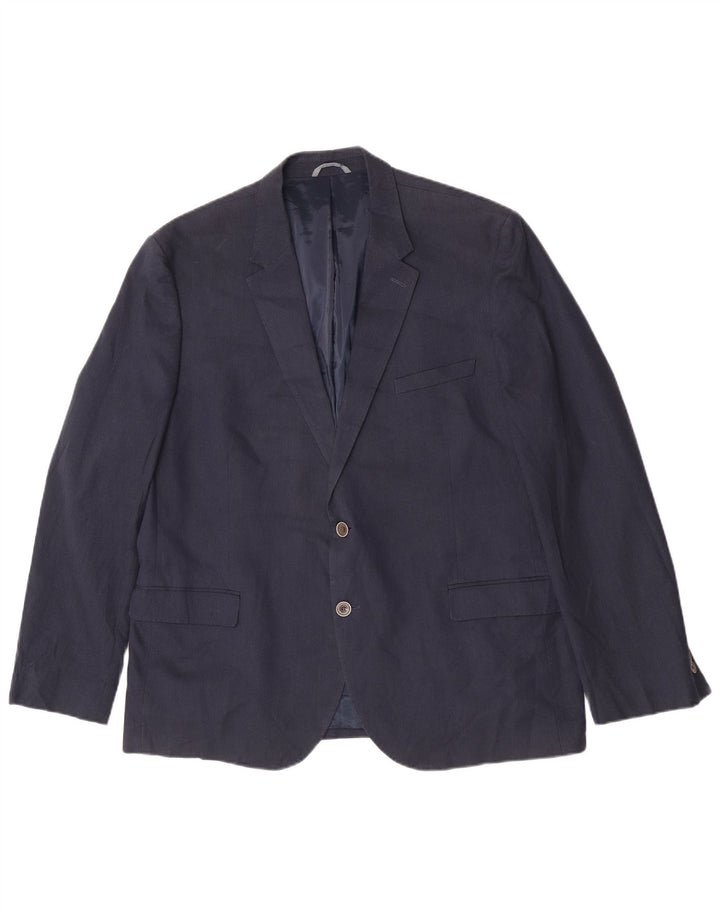 Мужской пиджак Marks & Spencer с 2 пуговицами, Великобритания 48, 4XL, темно-синий, хлопок