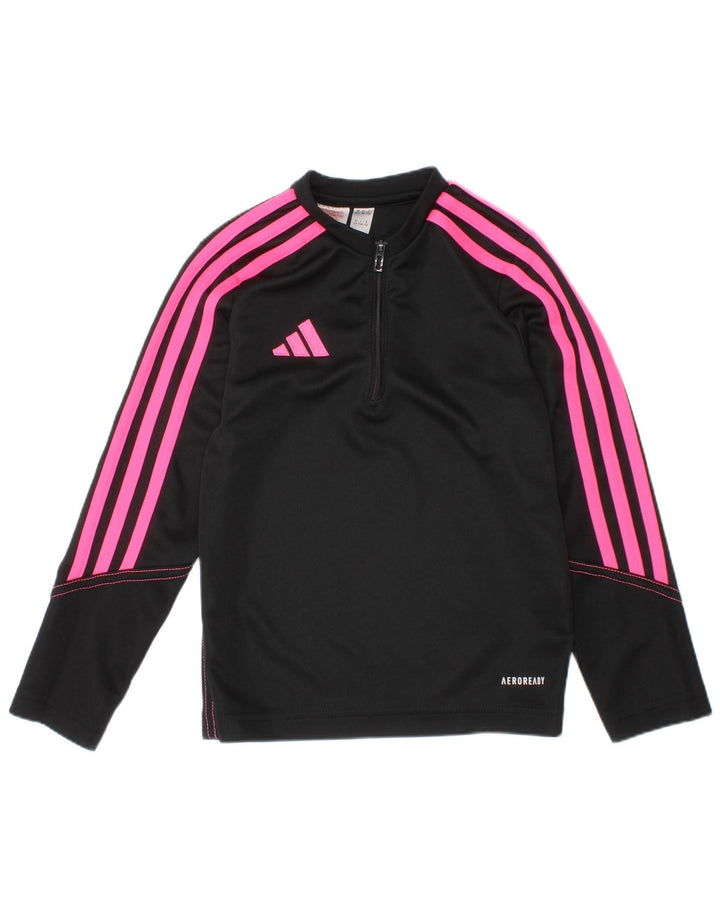 Пуловер с воротником на молнии Adidas для девочек Aeroready, спортивный костюм, черный, 5–6 лет