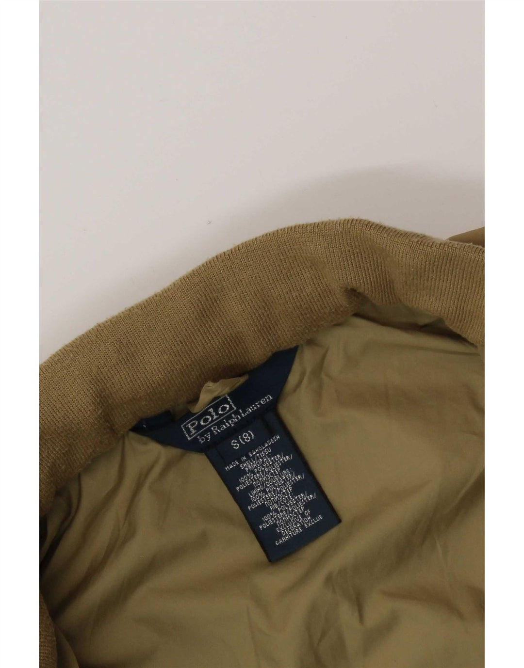 Куртка-бомбер с капюшоном Polo Ralph Lauren для мальчиков 7–8 лет, маленький размер, бежевый полиэстер
