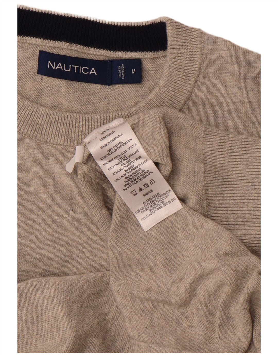 Мужской джемпер NAUTICA с круглым вырезом, хлопковый свитер среднего серого цвета