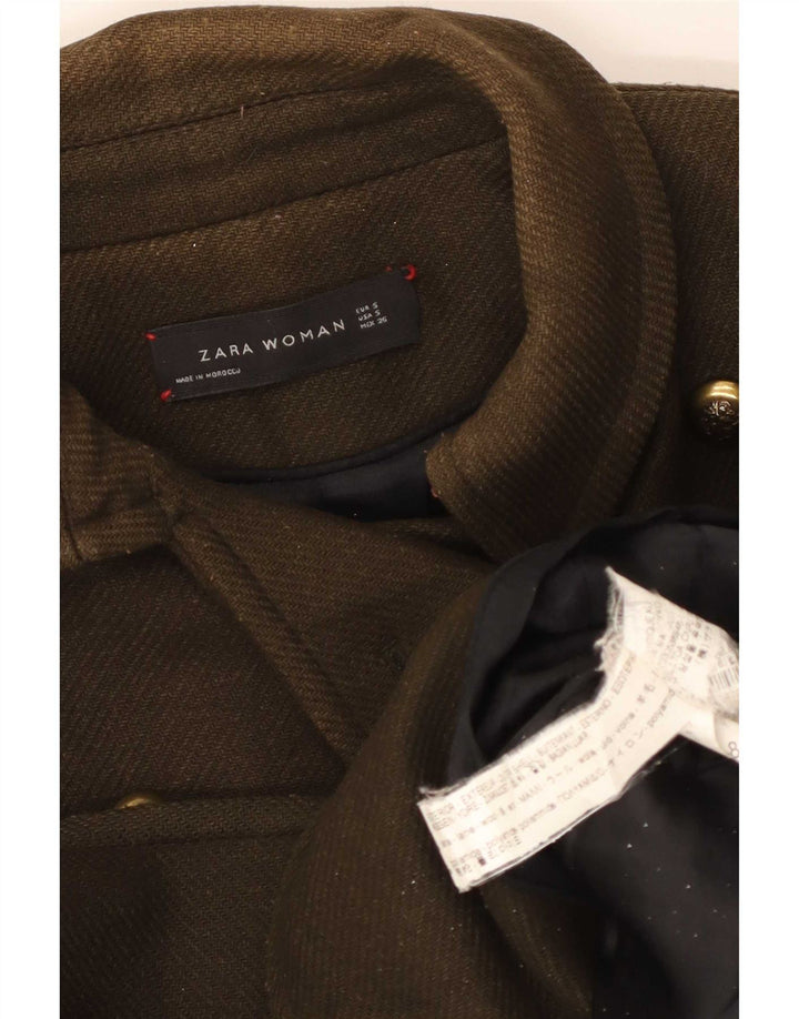 Женское бушлат Zara UK 10, маленький размер, цвет хаки, шерсть