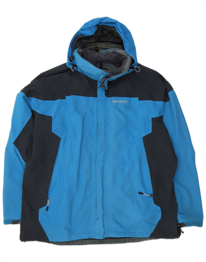 Мужская дождевик с капюшоном Sprayway UK 44 2XL Синий Полиамид с цветными блоками
