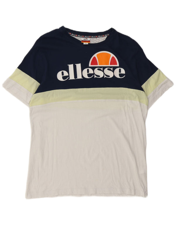 Мужская футболка Ellesse с рисунком, топ XL, темно-синий, хлопок с цветными блоками