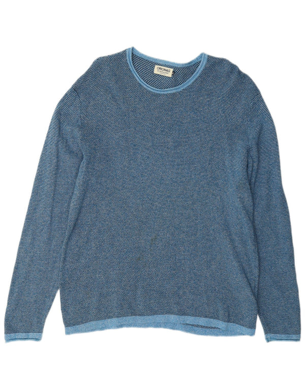 Мужской джемпер с круглым вырезом Jack & Jones, синий хлопок, размер XL