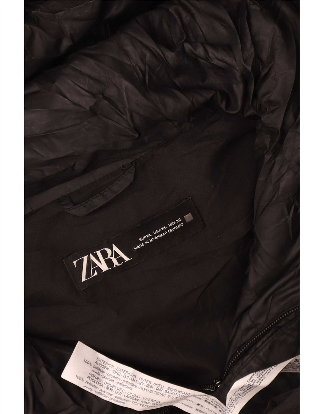 Женская стеганая куртка Zara UK 18 XL, черный полиэстер