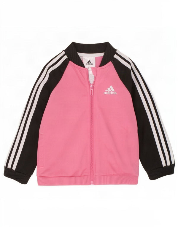 Спортивный костюм Adidas для маленьких девочек, верхняя куртка 12–18 месяцев, розовый цвет с блоками