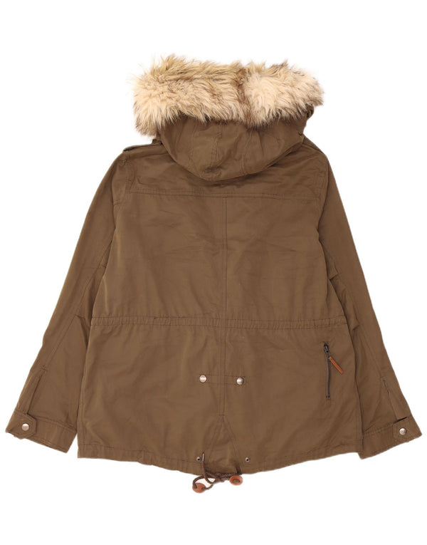 Женская ветровка Zara с капюшоном UK 16, большой цвет хаки