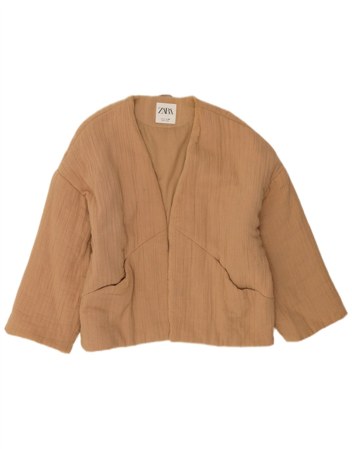 Женский бомбер свободного кроя Zara UK 16, большой размер, коричневый хлопок